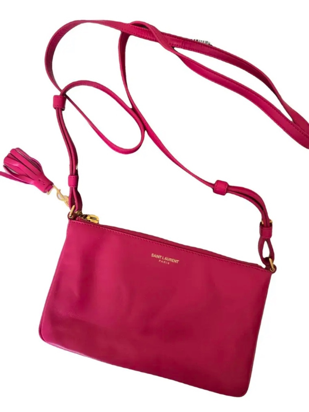 Saint Laurent *YSL* Pink Leather Tassel Crossbody Bag (Vintage)